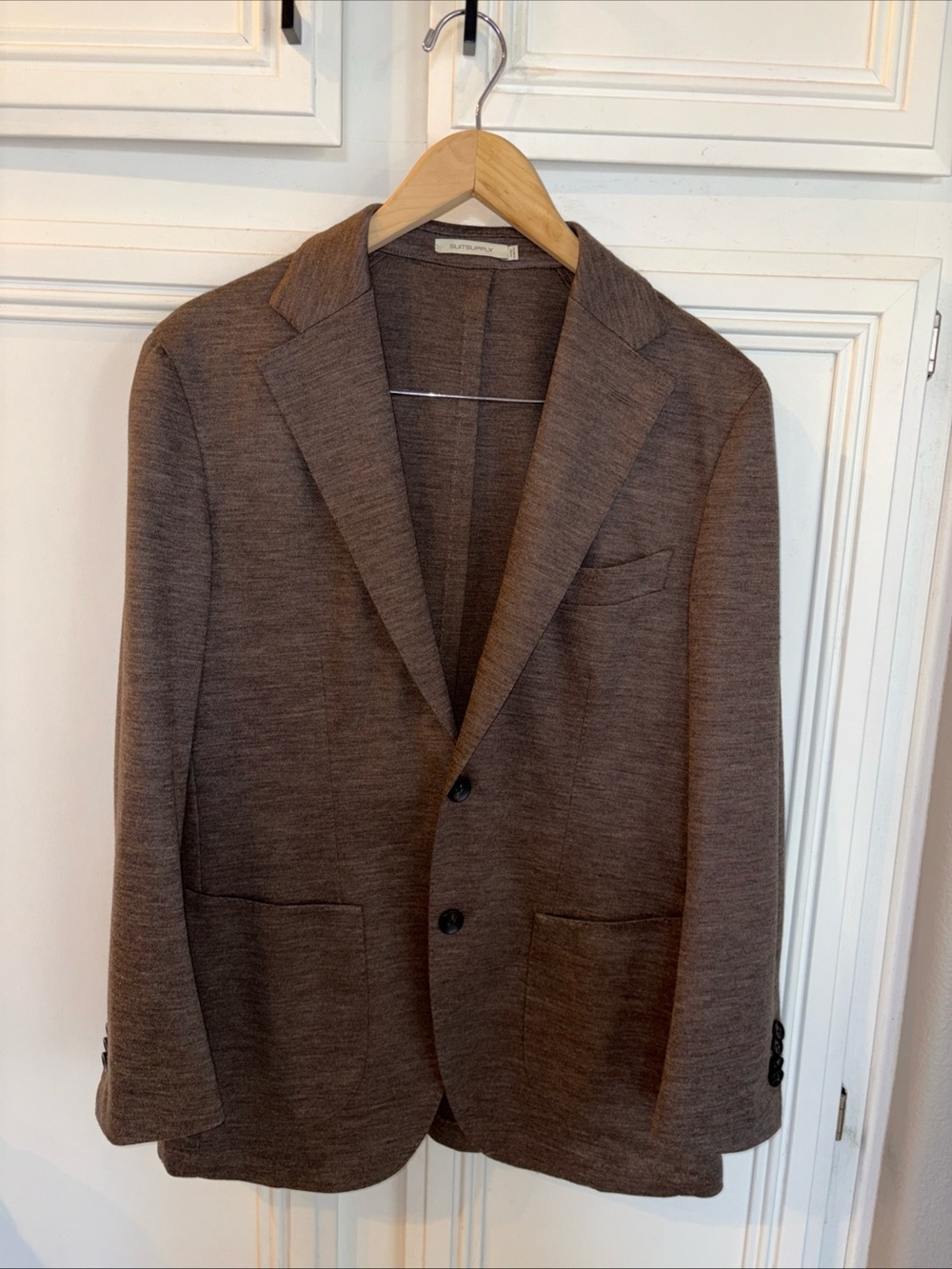 EUC SUITSUPPLY Brown Blazer Dondi Jersey Knit Wool Cotton Mens Jacket Sz 40